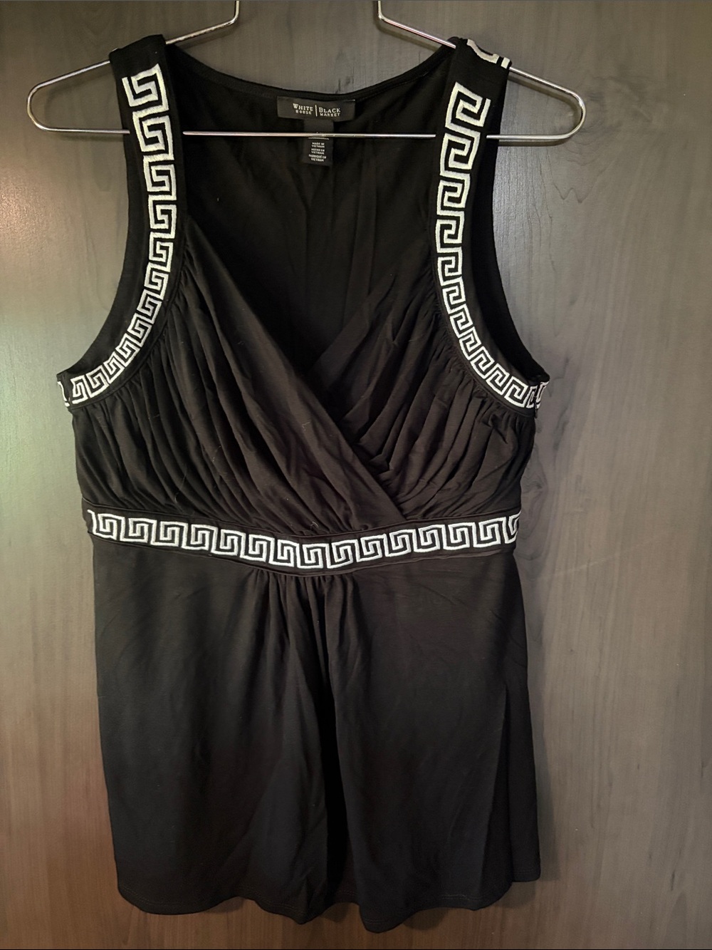 White House Black Market Black Dress with White Greek Key Trim